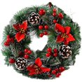 thumbnail image 1 of Front Door Decoration Winter Garland Artificial Decorative Collection Flocked with Mixed Decorations for House Party Outdoor Indoor -14 Inch, 1 of 5