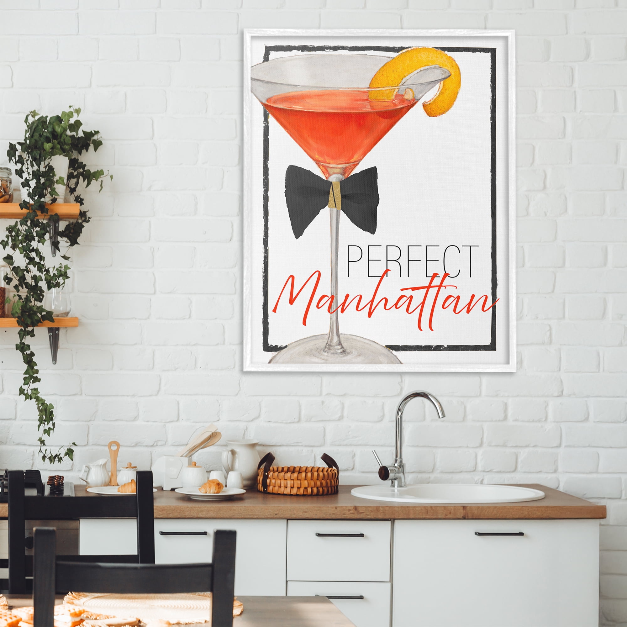 Stupell Industries Perfect Manhattan Cocktail White Framed Giclee Art, design by Lorenzo Collective