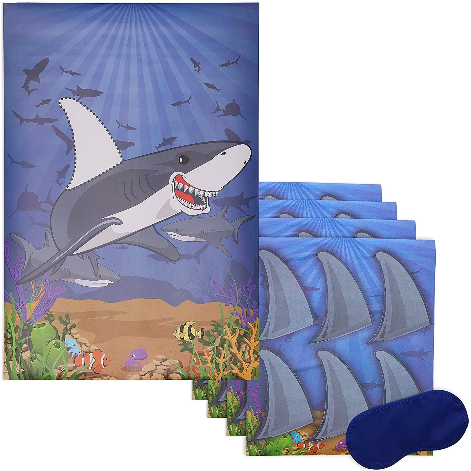 Pin The Fin On The Shark Games Kids Baby Shark Birthday Party Supplies Decora... 