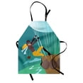thumbnail image 1 of Explore Apron Vintage Cartoon Style Explorer Spy Woman Figure Adventurer on a Hot Air Balloon, Unisex Kitchen Bib Apron with Adjustable Neck for Cooking Baking Gardening, Multicolor, by Ambesonne, 1 of 3