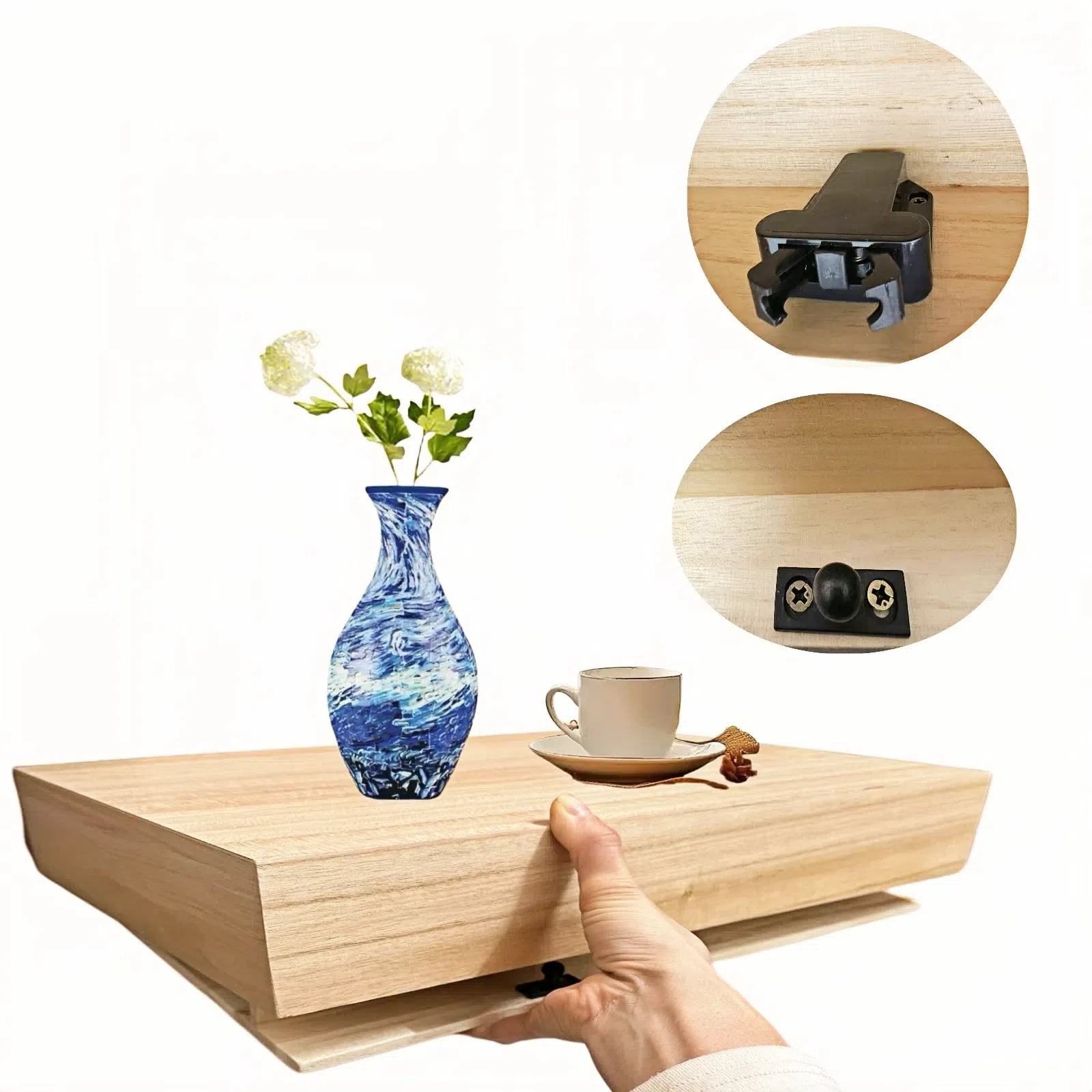 Lufushangmao Wall Hanging Shelf with Hidden Compartment, 15.75x11.02in, Requires Drilling Floating Shelves, Concealed Storage for Books, Wall Decor