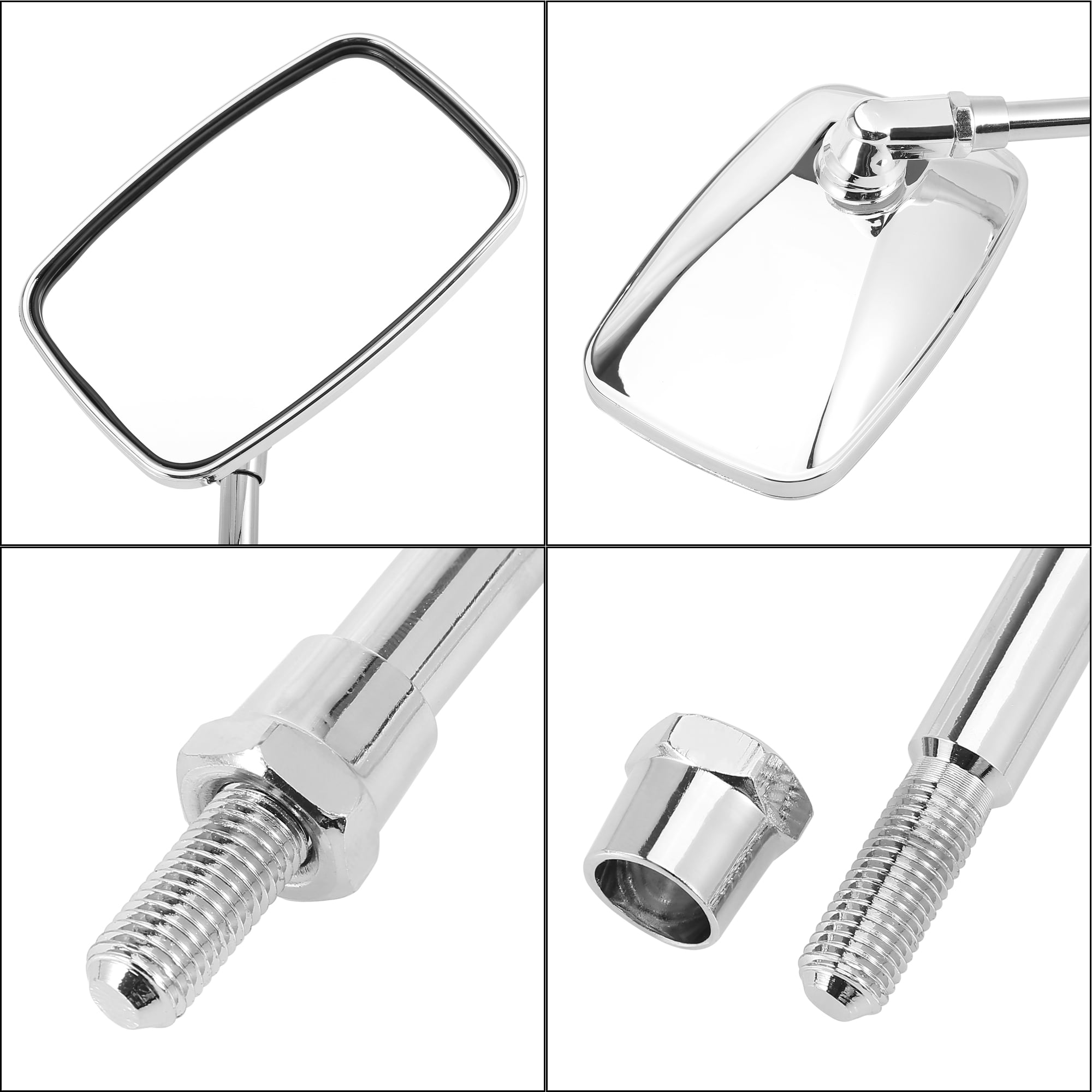 Unique Bargains 1 Pair Universal Square Shape Side Mirrors for Motorcycle Silver Tone