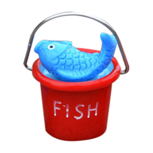 Fridja Resin Miniature Beach Bucket DIY Craft Accessory Home Garden Decoration