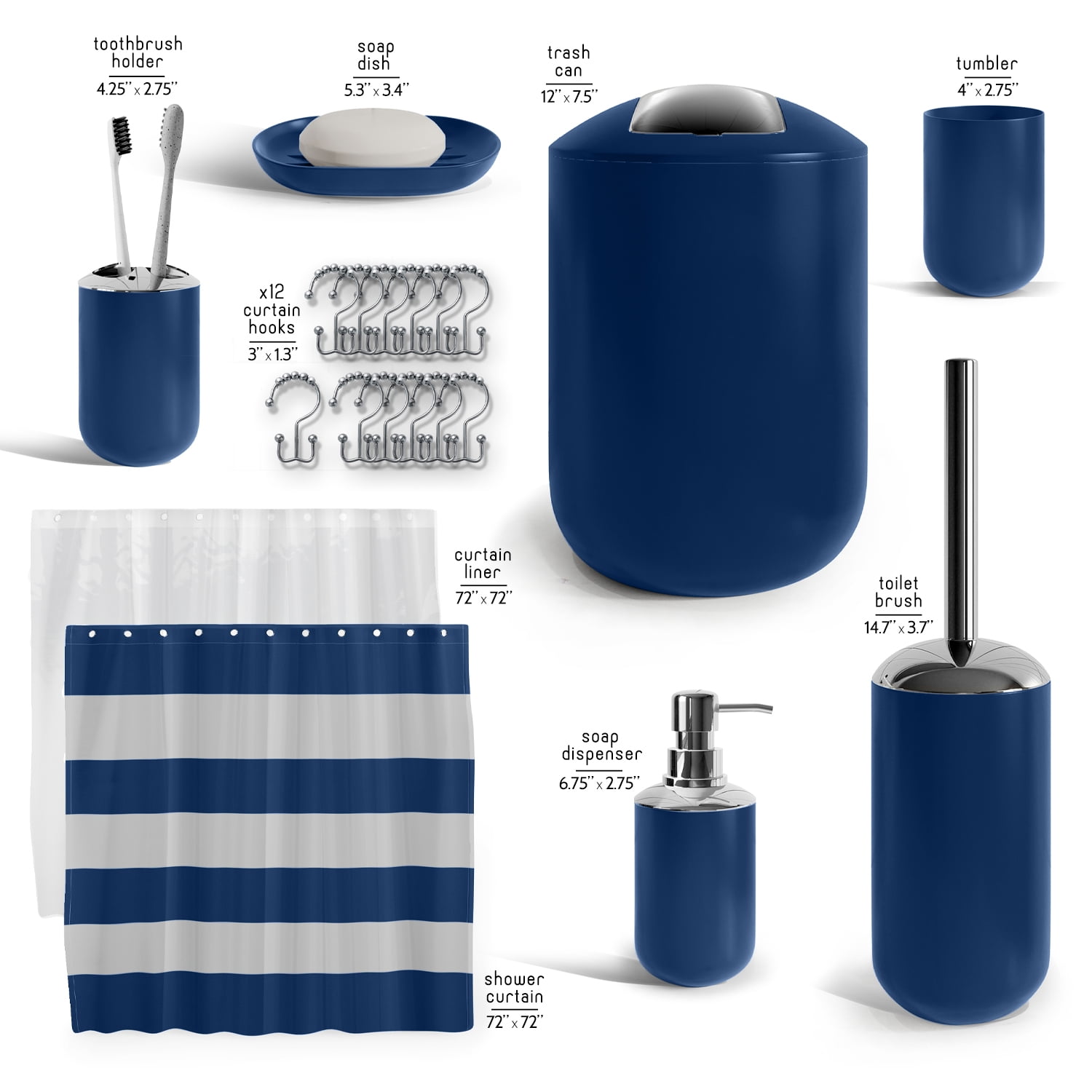 Hearth & Harbor 20 Piece Bathroom Accessories Set, Navy Blue Bathroom Decor Set