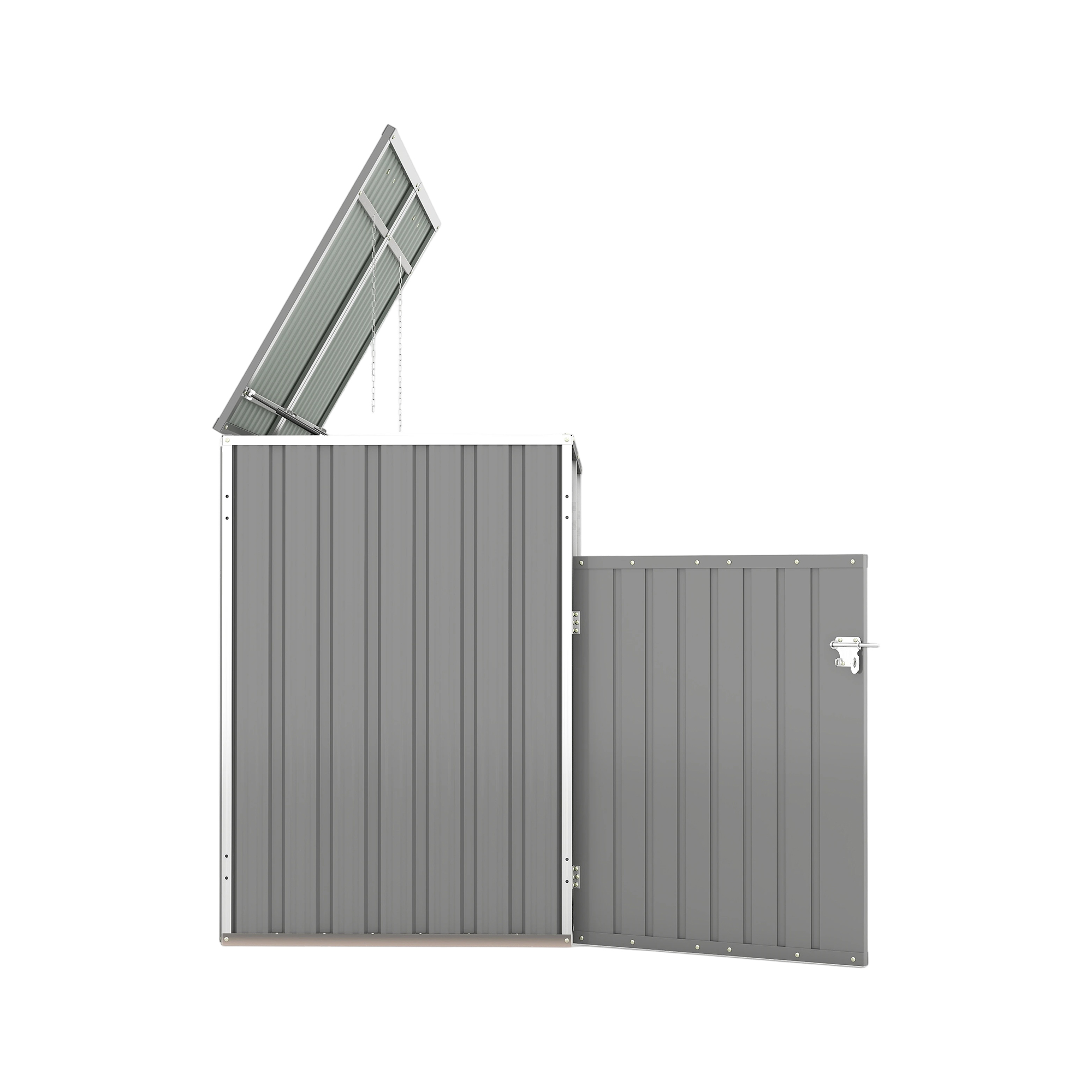 Royard Oaktree Metal Garbage Can Shed for 2 Trash Cans, 54 Cu.Ft Outdoor Storage Shed with Lockable Doors & Waterproof Lid Chain, Bike Sheds & Outdoor Storage for Patio, Garden, Backyard, Grey