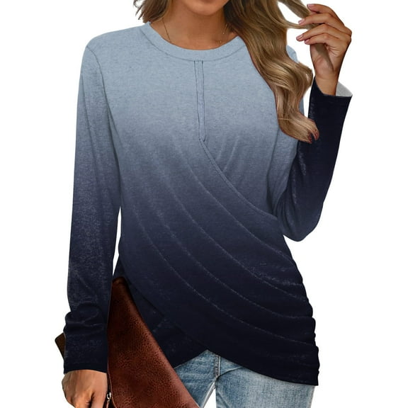Womens Tops Long Sleeve Tops Twist Front Tunic Long Sleeve Shirts for Women