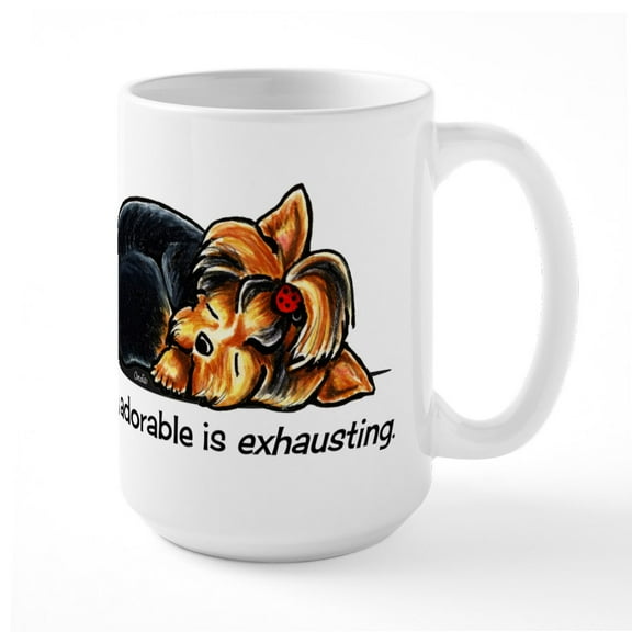 CafePress - Yorkie Being Adorable Large Mug - 15 oz Ceramic Large White Novelty Mug