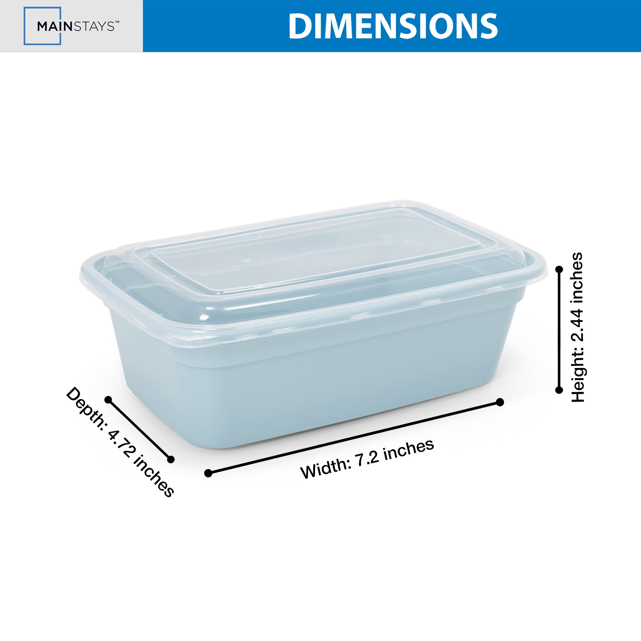 Mainstays 5-Pack 1-Compartment BPA-Free Plastic Snack Meal Prep Food Storage Containers, 3 Cup, Blue Cameo