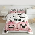 thumbnail image 2 of jejeloiu Pink Funny Pumpkin Full Size Comforter Sets,Happy Halloween Bedding Comforter Set,Black Bats Bedding Sets For Teens Girl,Super Cozy Room Decor Reversible,3pcs, 2 of 8
