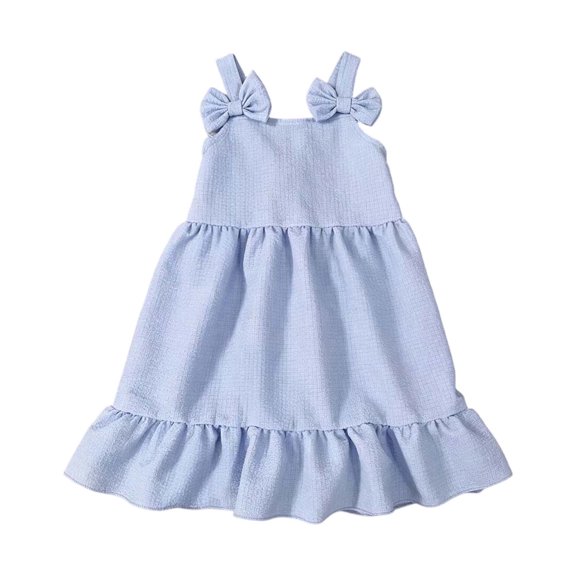 MEZZALL Toddler Girls Sleeveless Bowknot Solid Color Dress Dance Party Dresses Solid Color Cute Sundress