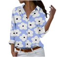 thumbnail image 5 of Nmnitkp Cartigan Light and Comfortable Womens Round Neck 3/4 Sleeve Tops Button Casual Striped Floral T-Shirts Solid Loose Cute Tunic Tee Blouses, 5 of 6