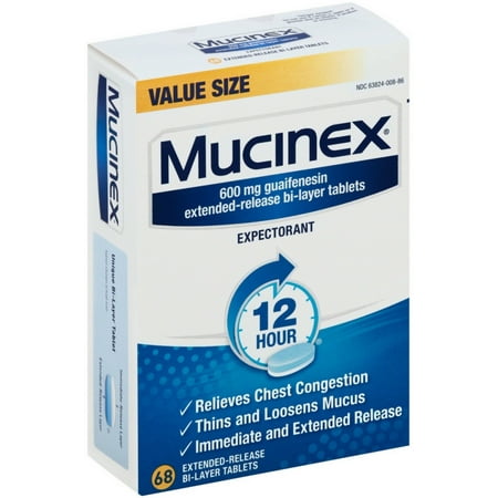 Mucinex 12 Hr Chest Congestion Expectorant, Tablets, 68 ea (Pack of 3)