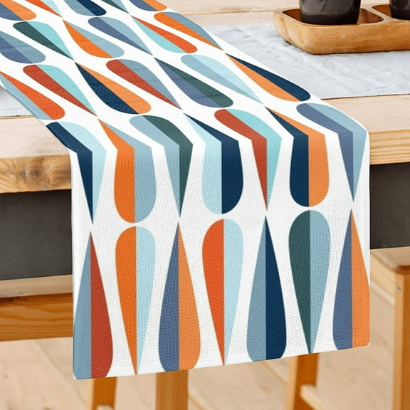 Newhomestyle Abstract Modern Art Burlap Table Runner,Farmhouse Style Kitchen Decor for Home Wedding Party and Dining Room,13x72 inch