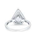thumbnail image 3 of Halo Art Deco Solitaire Accent Pear Wedding Bridal Ring CZ 925 Sterling Silver Size 7, 3 of 6