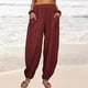 thumbnail image 1 of ICHUANYI Clearance Fashion Women Summer Casual Loose Cotton And Linen Pocket Solid Trousers Pants(Wine, L) ICHUANYI WER2023080702723, 1 of 7