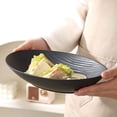 thumbnail image 6 of Eolstice Deep Plate, Matte Black Ribbed Texture Plastic Dinner Plate, Lightweight Unbreakable Deep Bowl for Pasta Soup Salad, Household Tableware for Daily Use, 6 of 6