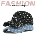 thumbnail image 3 of Unisex Sequined Denim Hat Fashion Funny Hole Baseball Cap Ajustable Peaked Cap Outdoor Sports Couple Hats Adjustable Curved Brim Hats Sun, 3 of 7