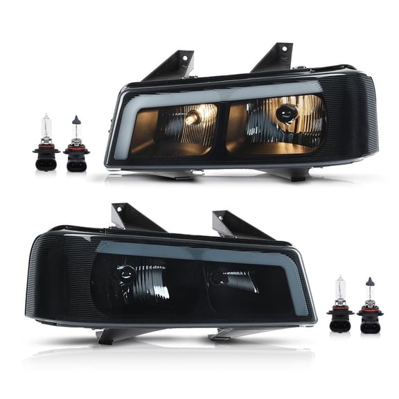 CROSSDESIGN Pair LED Headlights Headlamps Fit For 2003-2019 Chevy Express GMC Savana Van