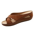 thumbnail image 2 of Willtoo Sandals for Women Comfort Flat Shoes Orthopedic Slides Flip Flops Leather Sandals Flat Casual Slippers, 2 of 7