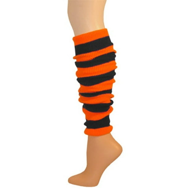 AJ's Leg Warmer, Striped (Tube) Black/Neon Orange 22"