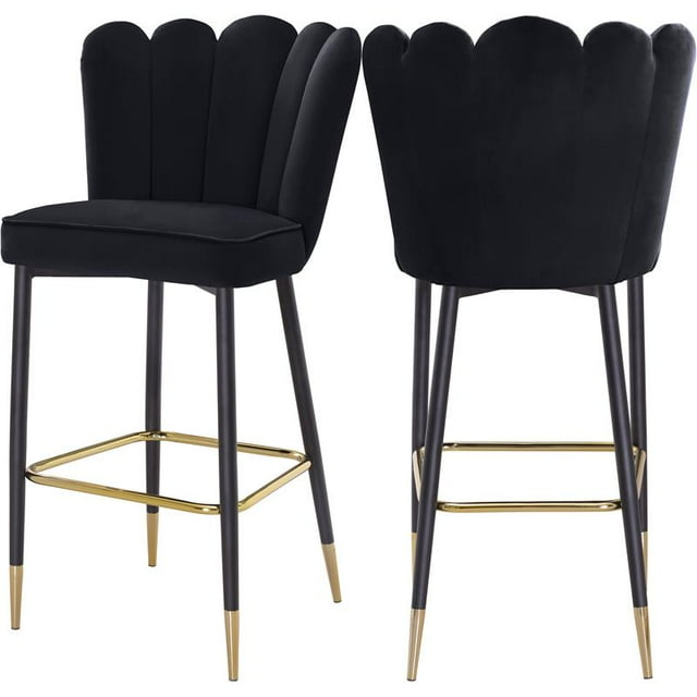 Meridian Furniture Lily Black Velvet Stool (Set of 2)