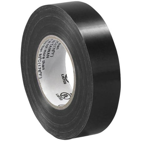 Tape Logic&reg; 6180 Electrical Tape, 1.25" Core, 0.75" x 60', Black, Case Of 200