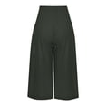 thumbnail image 5 of AOMPMSDX Women's Imitation Cotton And Linen Solid Color Elastic Waist Casual Pants Sports Capri Pants Green L, 5 of 5
