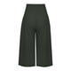 thumbnail image 5 of Pantalones capri casuales con cintura elástica y efecto lino para mujer - Pantalones deportivos de color liso con tejido crepé lavado para un uso diario cómodo, 5 of 5