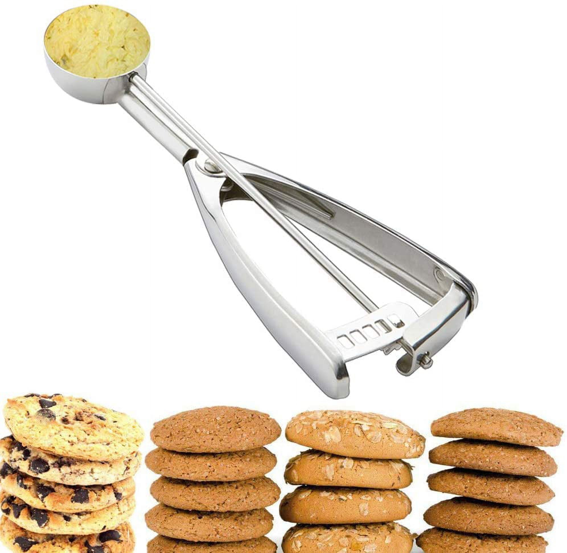 HOMURE H Cookie Scoop 2 Tablespoon, Size #40 Cookie Dough Scoop, 2 Tbsp/ 30  ml/ 1 oz Cookie Scoop for Baking, Spring-Loaded Scoop, 18/8 Stainless
