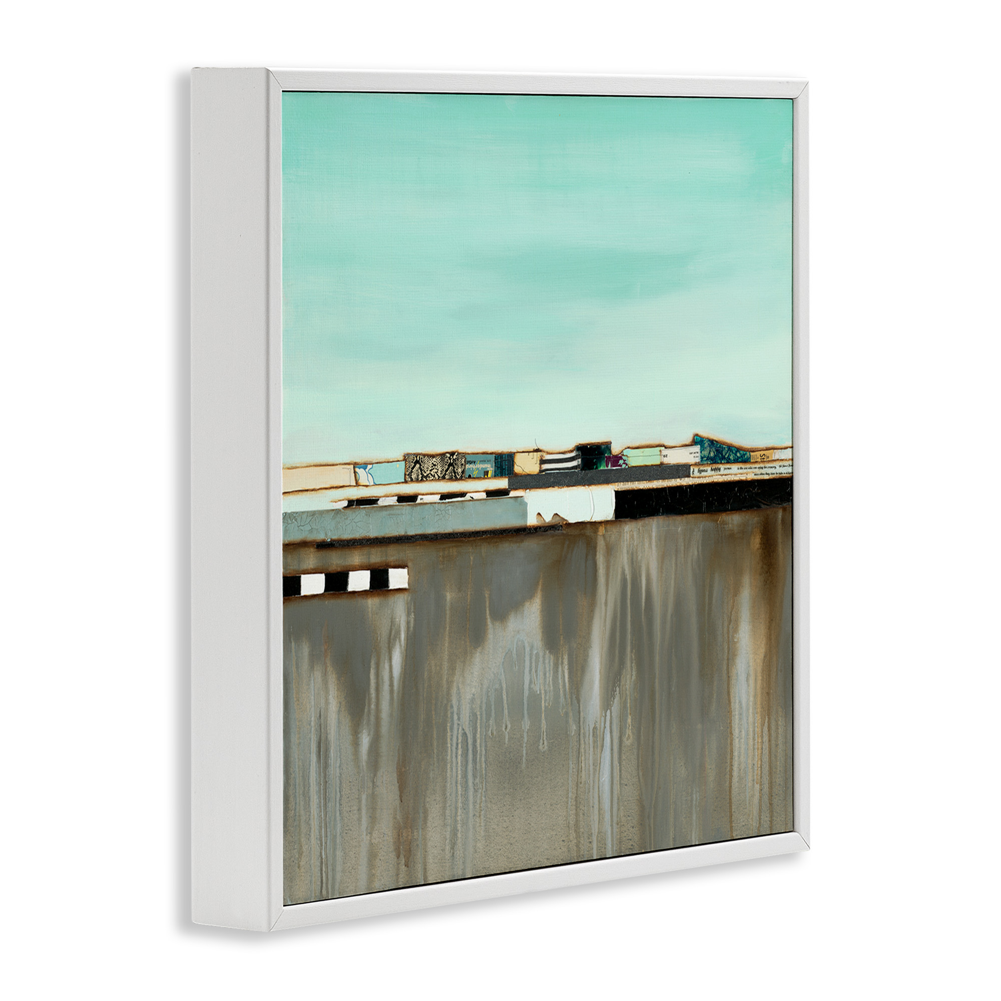 Stupell Industries Unique Urban Landscape Collage Abstract Painting White Framed Art Print Wall Art, 24 x 24