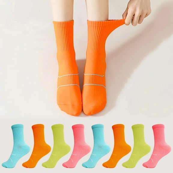 YOMYM Womens Crew Cushioned Cotton Wicking Hiking Athletic Running Socks 8 Pairs