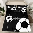 thumbnail image 2 of Manfei Soccer Ball Game 4 Pieces Queen Sheet Sets for Children Teens Boys,Sport Theme Ultra Soft Flat Sheet,Black White Queen Fitted Sheet,Ultra Soft Home Decor, 2 of 7