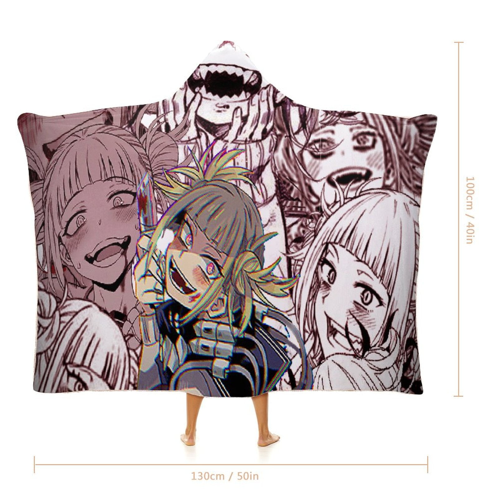 My Hero Academia Himiko Toga Wearable Blanket Cloak Arctic Velvet Hooded Blanket Soft Fuzzy Hoodie Blanket Cape for Adults Kids 40"x50"