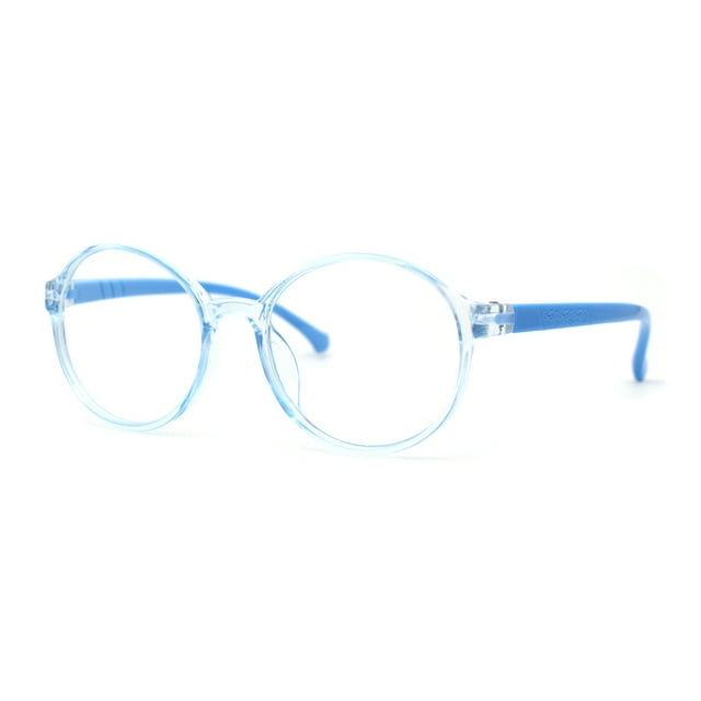 Child Size Round Thin Plastic 100% Blue Light Flitering Computer Glasses Blue