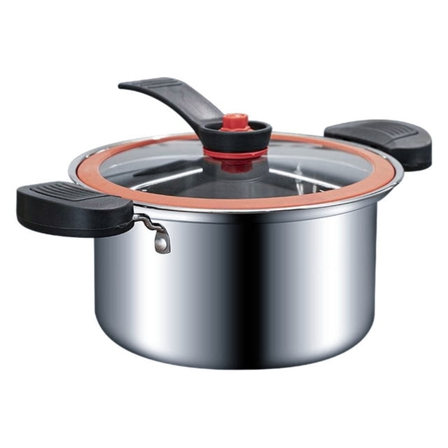 3.5L Stainless Steel Pressure Cooker,Non-stick Interior,Multi-functional Slow Cooker for Stewing and Steaming,Open Flame Safe,Stylish Kitchen Cookware in Red or Silver