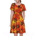 thumbnail image 1 of Bixox Robe d'Été à Manches Courtes pour Femmes Robe Ample Longueur Genou avec Poches-Tournesol4, 1 of 7