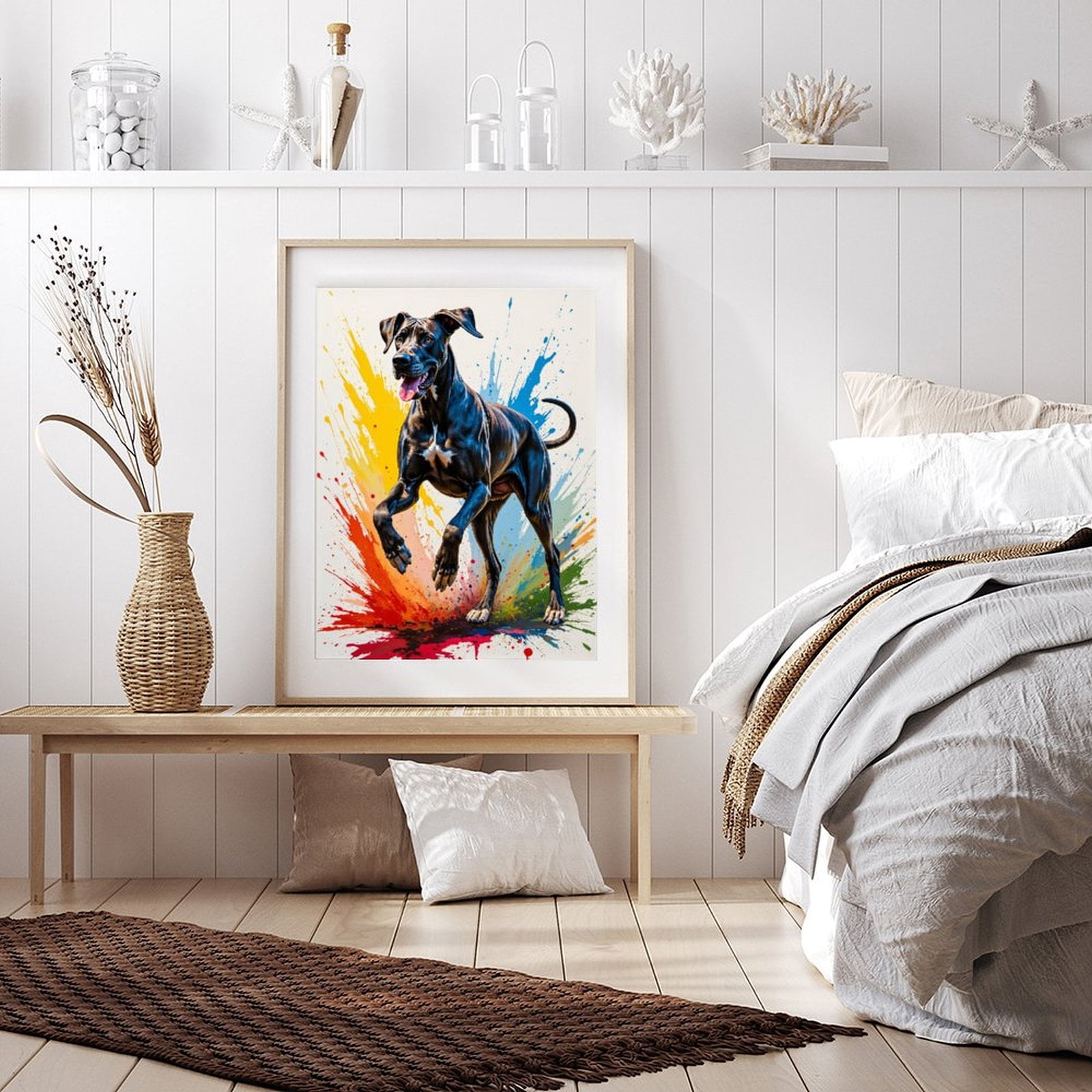 Diamond Art Kit for Adults, Colorful Energetic Dog Splatter Art Diamond Painting for Adults Beginners, DIY Diamond Art Painting Kits, 5D Diamond Painting Crafts for Home Decor 12x16 Frameless