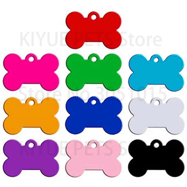 Wholesale 100Pcs Dog ID Tags Laser Engraving Bone Tags Name Plate Personalized Customized Name ID Tags Dogs Pendant Pet Tag ShopWise Round