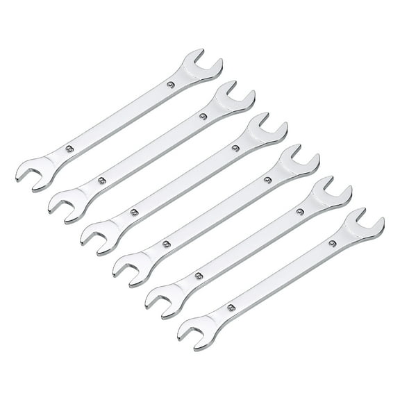 Thin Open End Wrench, 8mm x 9mm Metric Chrome Plated High Carbon Steel, 6 Packs
