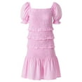 thumbnail image 3 of 2Bunnies Girls' 8Y-10Y Tween Teen Smocked Ruffle Party Dance Mini Dress On and Off Shoulder Puff Sleeve, 3 of 5