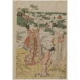 thumbnail image 2 of Chōbunsai Eishi 14x18 Gold Ornate Wood Frame and Double Matted Museum Art Print Titled - Women Chasing Crickets on an Autumn Moor (Early 1790s), 2 of 4