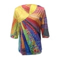 thumbnail image 6 of DHFJKG Tshirts Shirts For Women Boho Top Rainbow Print 3/4 Sleeve V Neck Loose Fit Graphic Tees Retro Bohemian Versatile Tops, 6 of 6