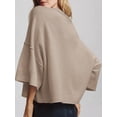 thumbnail image 4 of Short Sleeved Solid Color Women Casual Crewneck Knit Crop Sweater Tops, 4 of 5