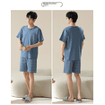 thumbnail image 4 of 2024 nuevos hombres de verano de algodón fino pantalones cortos de manga corta conjunto de pijama ropa de casa traje para hombres en verano, 4 of 5