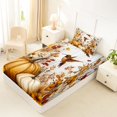 thumbnail image 4 of Manfei Rustic Brown Hummingbird Twin Sheets,Thanksgiving Pumpkin Print Bedding,3 Pieces,1 Flat Sheet,1 Fitted Sheet and 1 Pillowcase, 4 of 6