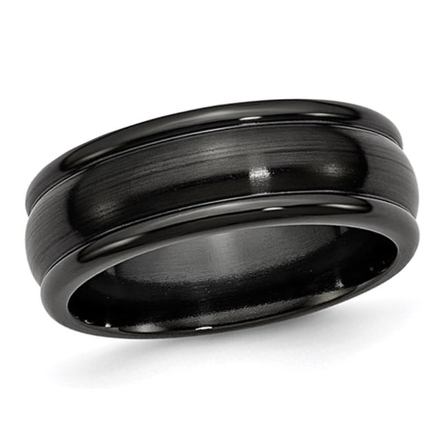 Bague Alliance pour Homme en Titane 8 mm, Bombée, Polie Noire
