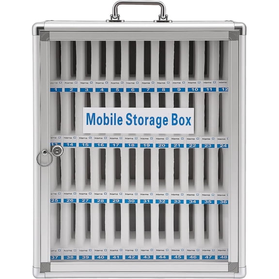 48 Slots Cell Phone Lock Box for Classroom, Storage Cabinet, Freestanding / Wall-Mounted, Portable