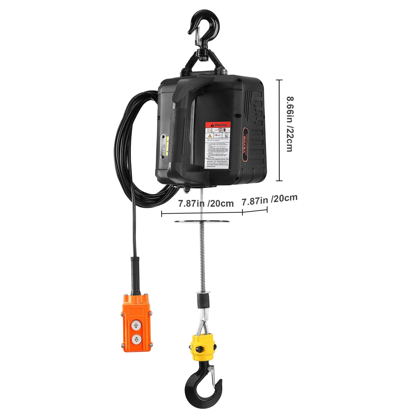 KFFKFF 2-in-1 Portable Electric Hoist Power Winch 1100 lbs Wired Remote Control