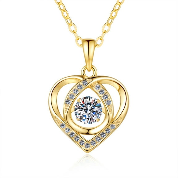 Moissanite Necklace Pendants for Women 1 Carat D Color VVS1 Clarity 925 Sterling Silver Dancing Heart Necklace Chain Dainty Jewelry 40 5CM