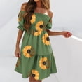 thumbnail image 1 of EGNMCR Robes d'Été Femmes Tendance Robe d'Été pour Femmes Imprimée à Manches Courtes Épaules Froncées, 1 of 5